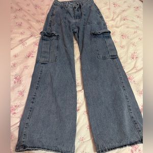 light blue cargo jeans